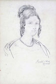 BARTOLOMEO PINELLI, Portrait of a Young Woman, black chalk